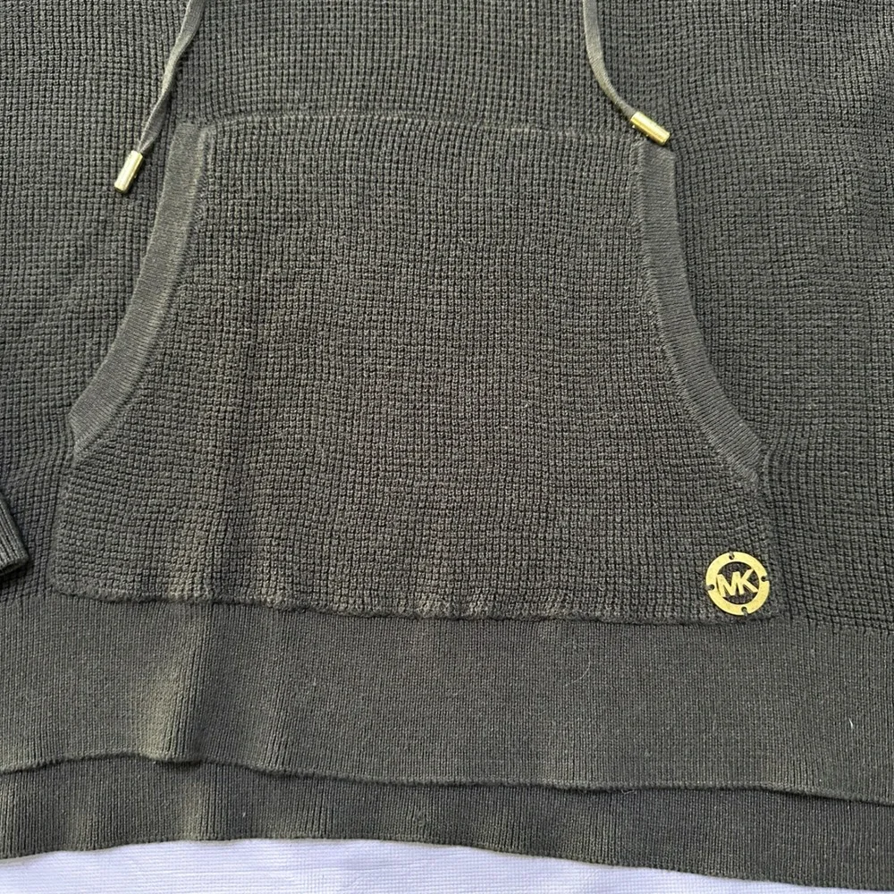 Michael Kors Waffle Knit Hoodie M Olive Green Logo Pullover Quite Luxury Preppy
